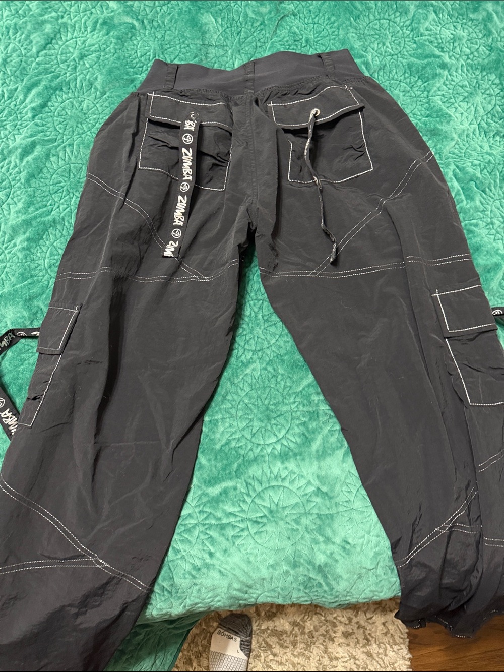Zumba Fitness Black Track Pants with White Contrast Stitching - Picture 3 of 3